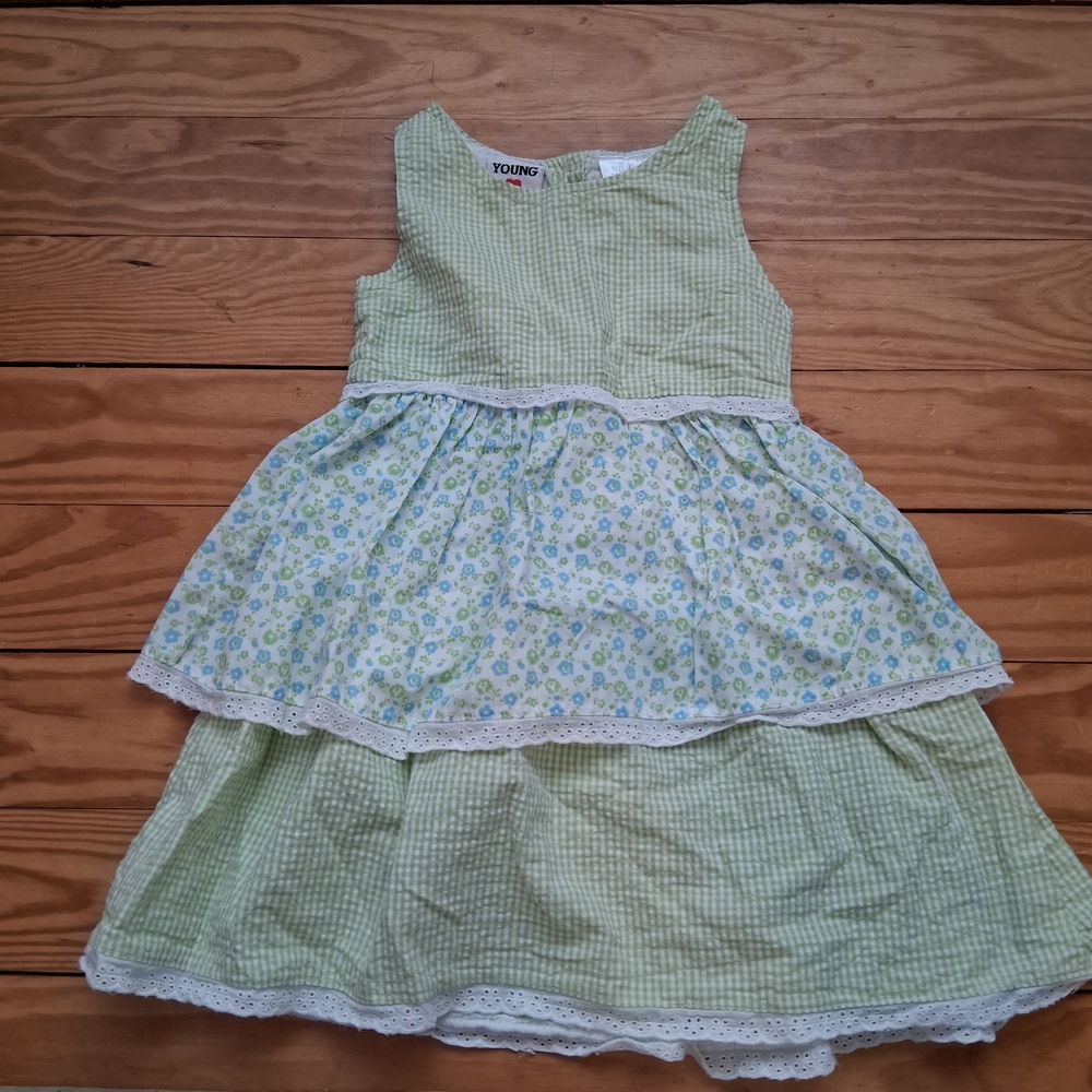 Charming Youngland Green and Blue Kids Dress
